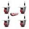 Service Caster 3.5'' Red Poly Swivel 7/8'' Expanding Stem Caster Set Total Lock Brake, 4PK SCC-EXTTL20S3514-PPUB-RED-78-4 - alternate 4